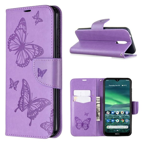 Butterfly läder Nokia 2.3 fodral - Lila Lila