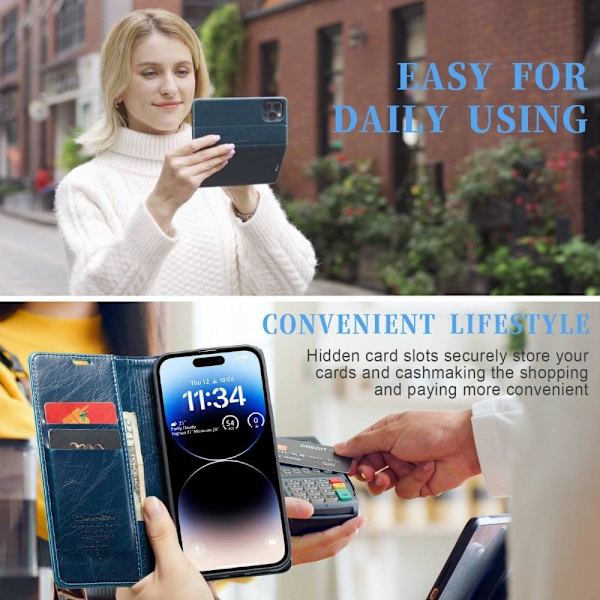 CaseMe iPhone 14 Pro smooth etui - Blå Blue