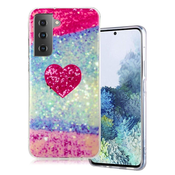 marmor Samsung Galaxy S21 Plus etui - rosa hjerte Pink