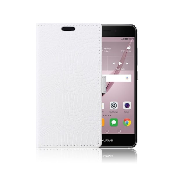 Strindberg Huawei Nova læder-etui med krokodille tekstur - Hvid White