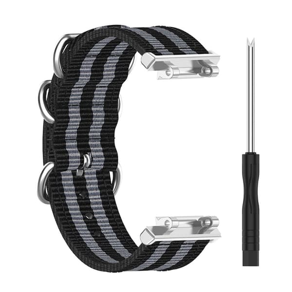 Amazfit T-Rex 2 nylonkellon hihna - Musta / Harmaa Silver grey