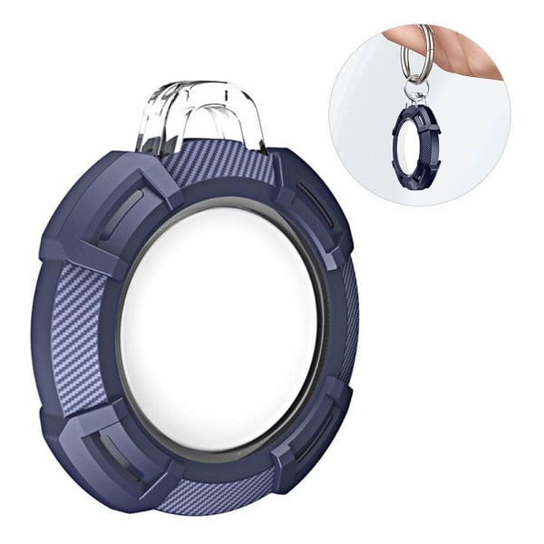 AirTags carbon fiber silicone cover with ring buckle - Blue Blue