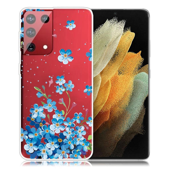 Deco Samsung Galaxy S21 Ultra etui - blå blomst Blue