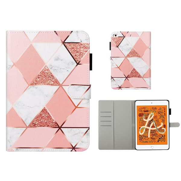 iPad Mini (2019) mönstrat flipfodral i läder - Geometriskt Mönster Rosa