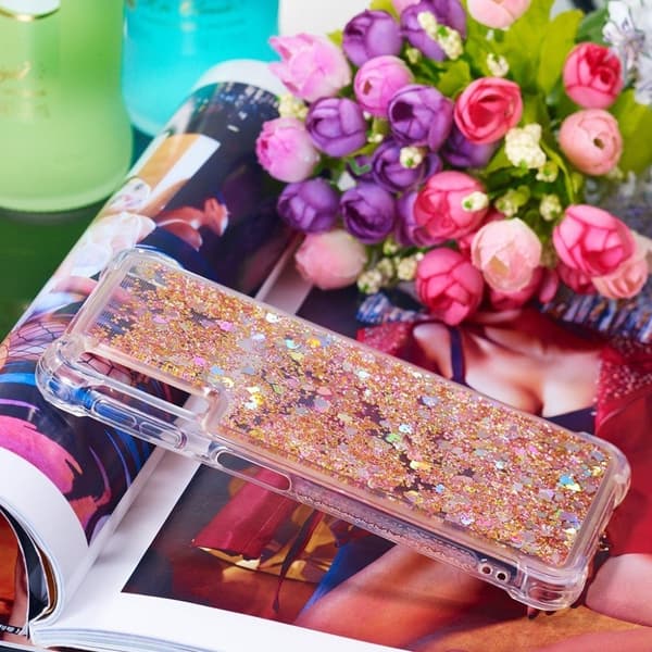 Samsung Galaxy A7 (2018) glitter pulver stødsikkert etui - Guld Gold