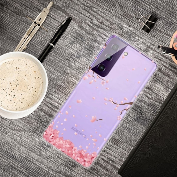 Deco Samsung Galaxy S21 FE Etui - Falling Blomst Pink
