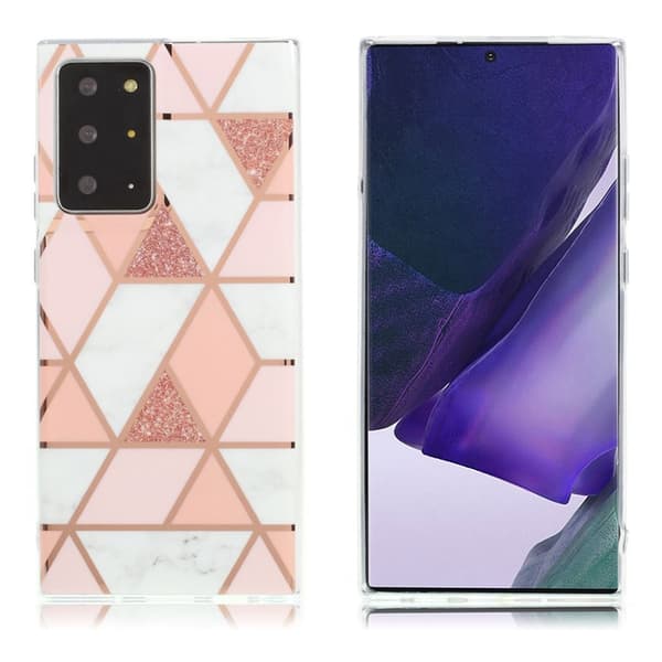 Marble Samsung Galaxy Note 20 Ultra Etui - Rosa / Rose Gull / Hvit Pink