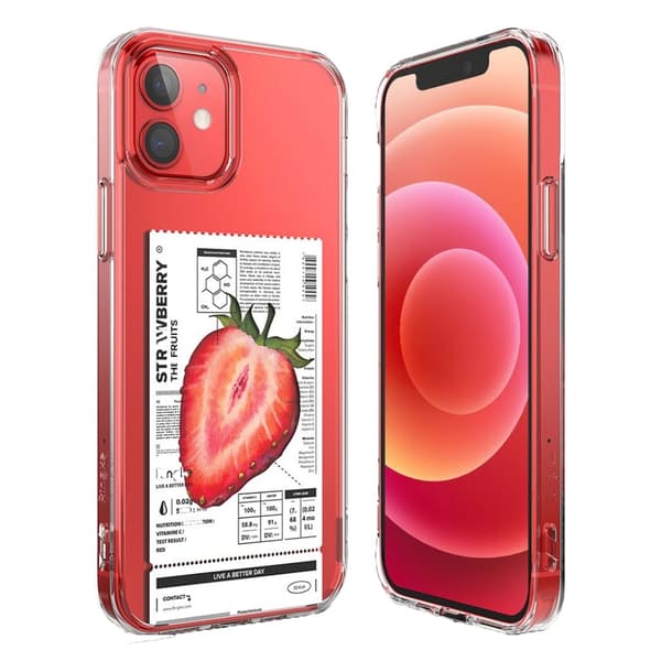 Ringke FUSION DESIGN - iPhone 12 / 12 Pro - Jordgubbe Transparent