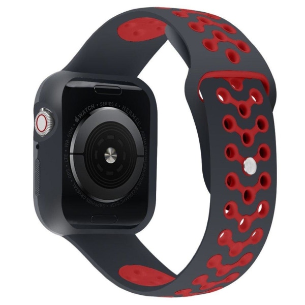 Apple Watch Series 4 40mm To tone silikone Urrem - Sort / Rød Red