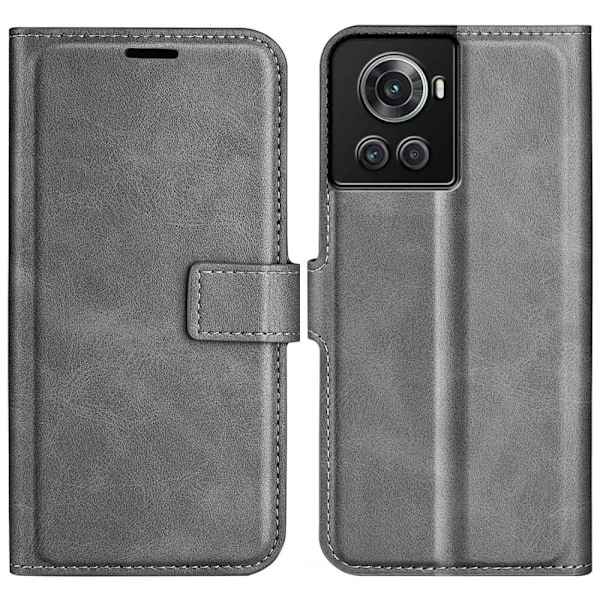 Hållbart konstläder OnePlus 10R / OnePlus Ace fodral med plånbok - Silver/Grå Silvergrå