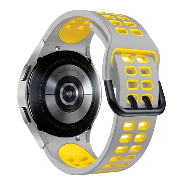 Samsung Galaxy Watch 5 / 4 tofarget klokkerem i silikon - Grå / Gul Silver grey