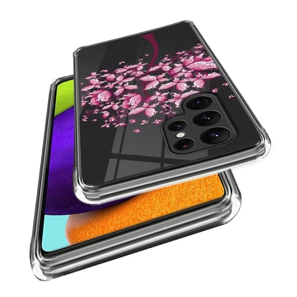 Deco Samsung Galaxy S24 cover - Blomsterfe Pink