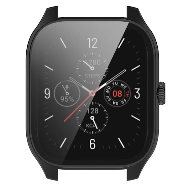 Amazfit GTS 4 cover med skærmbeskyttelse af hærdet glas - Sort Black