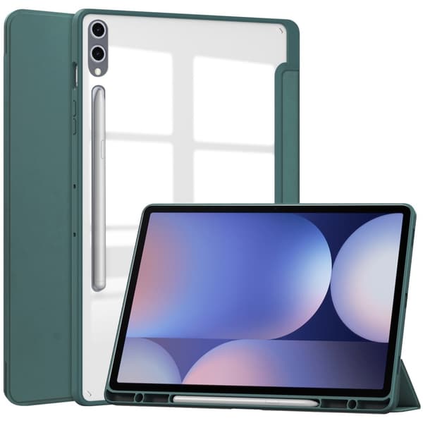 Samsung Galaxy Tab S10 Plus Etui Clear Acrylic Leather Tablet Cover Support Auto Sleep / Wake - Grøn Green