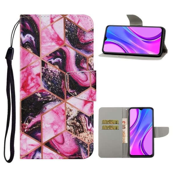 Wonderland Xiaomi Redmi 9C Flippetui - Rosa Geometri Pink