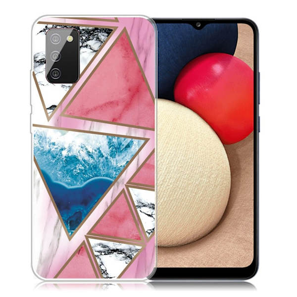 Marble Samsung Galaxy A02s Etui - Hvid / Blå / Rose Triangle Multicolor