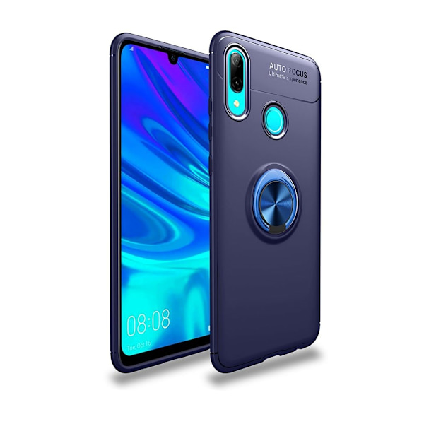 Huawei P Smart 2019 fodral med ställ och metall finger ring - Blå Blå