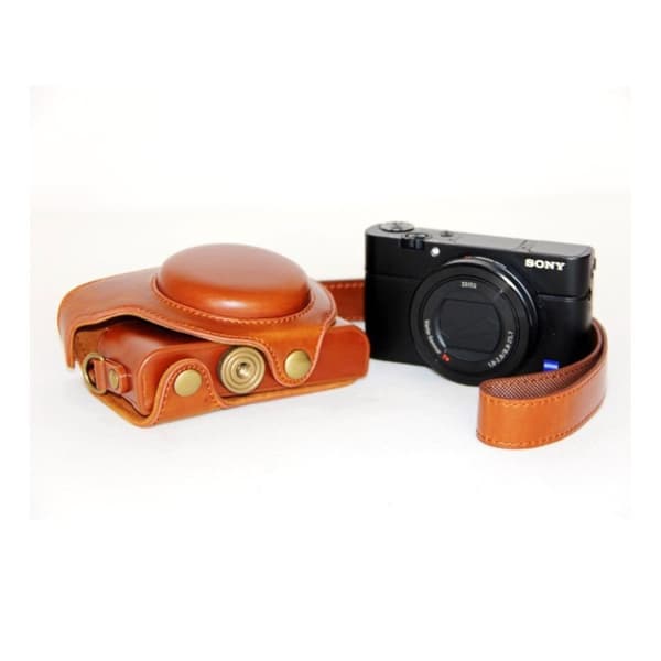 Sony DSC-RX100 Mark III IV M3 M4 Läder skydd - Ljus brun Brun
