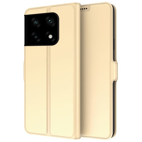 Glatt og tynt premium PU-skinnetui for OnePlus 10 Pro - Gull Gold