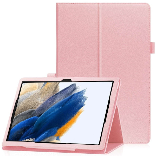 Foldbart etui med Lichi-tekstur til Samsung Galaxy Tab A8 10.5 (2021) - Lyserød Pink