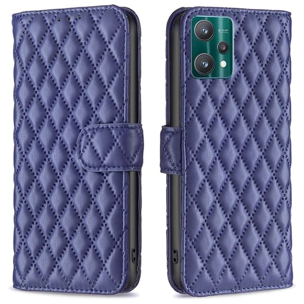 Matt Realme V25 / Realme 9 Pro fodral med rombmönster - Blå Blå