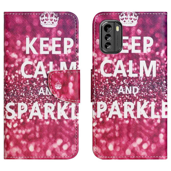 Wonderland Nokia G60 Flippetui - Keep Calm og Sparkle Red