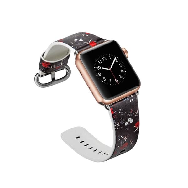 Apple Watch Series 4 40mm utbytbart klock armband av mönstrat äkta läder - Modell O multifärg