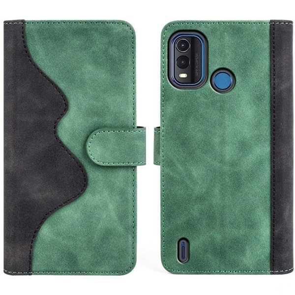 Tvåfärgat Nokia G11 Plus fodral i läder - Grön Grön