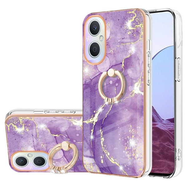 Marble Patterned Suojakuori With Ring Holder For OnePlus Nord N2 Purple