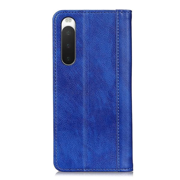 Ekte lærdeksel med magnetisk lukking for Sony Xperia 10 IV - Blå Blue