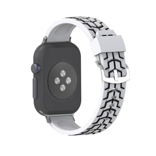 Apple Watch Series 4 44mm fish bone silikone Urrem - Hvid / Sort White