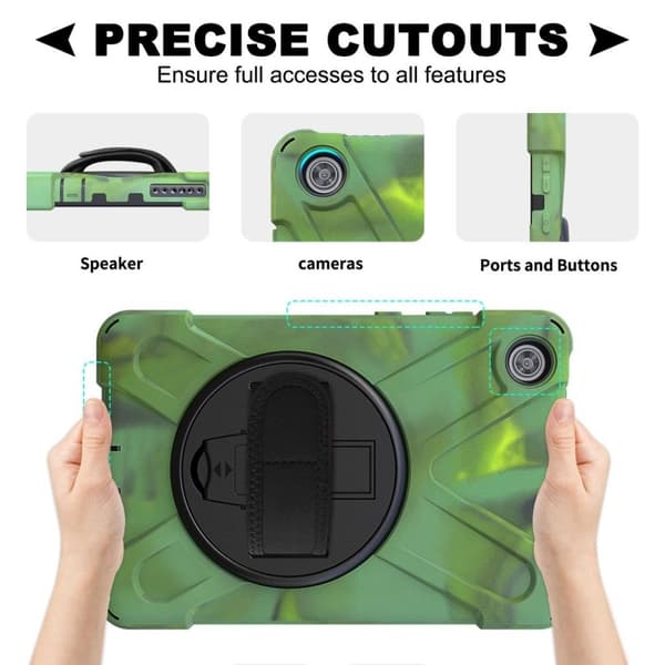Silikon Etui med A 360°-sving til Lenovo Tab M8 - Camouflage Green