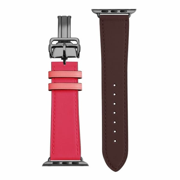 Aitoa nahkaa solki kellonauha Apple Watch Series 6 / 5 44mm - Viininpunainen / Ruusu Red