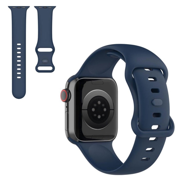 Apple Watch 42mm - 44mm yksivärinen silikonikellon hihna - Laivastonsininen / Koko: S Blue