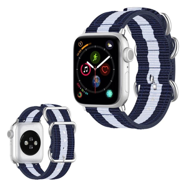 Apple Watch Series 5 40mm stribe Mønster nylon urrem - Blå / Hvi Blue