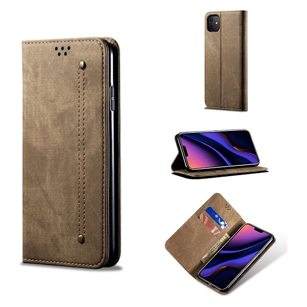 Jeans iPhone 11 Pro Max Flip kotelot - Khaki Beige