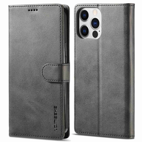 LC.Imeeke läder iPhone 14 Pro fodral - Svart Svart