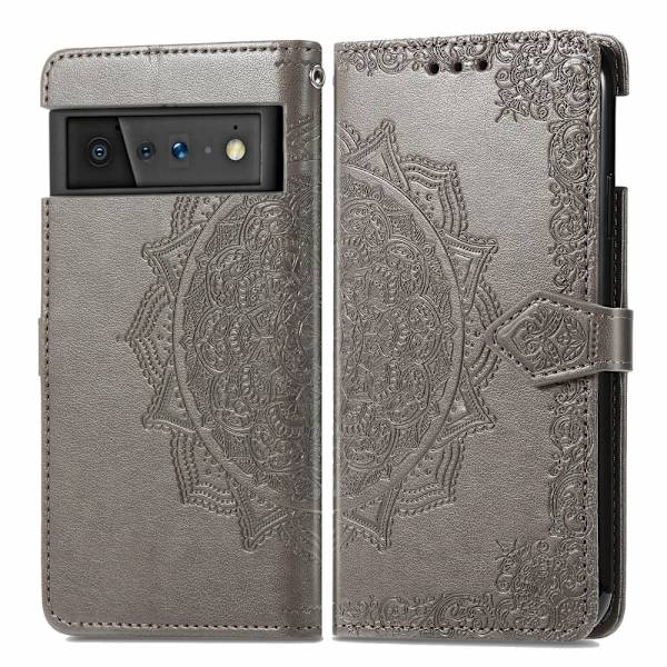 Mandala Google Pixel 6 Flip Suojakotelo - Harmaa Silver grey