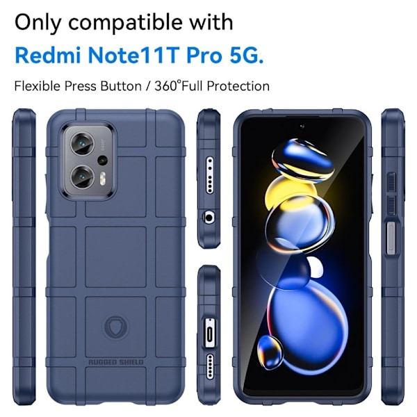 Rugged Shield Xiaomi Poco X4 GT / Xiaomi Redmi Note 11T Pro Plus / Xiaomi Redmi Note 11T Pro skal - Blå Blå