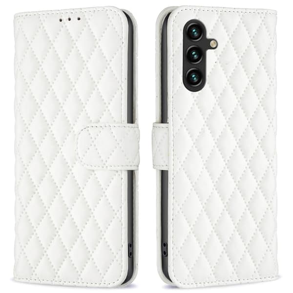 Rhombus mat Samsung Galaxy A15 flip etui - Hvid White