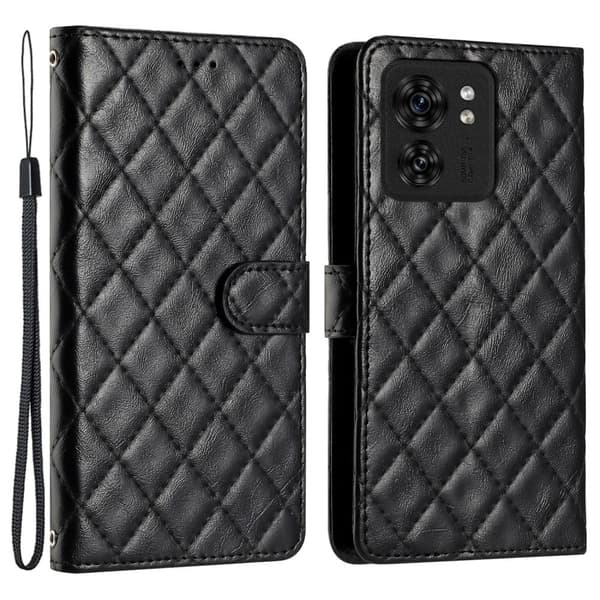 Funktionelt Motorola Edge 40 rombe etui med pung - Sort Black