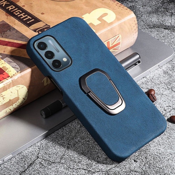 Shockproof leather cover with oval kickstand for OnePlus Nord N2 Blå