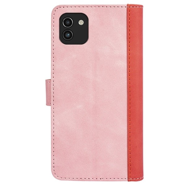 To-farvet Samsung Galaxy A03 læderetui - Lyserød Pink
