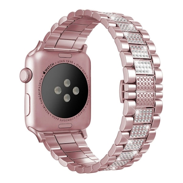 Apple Watch Series 8 (45mm) / Watch Ultra kolme helmeä strassikoristeinen koristeellinen kelloranneke - Pinkki Pink