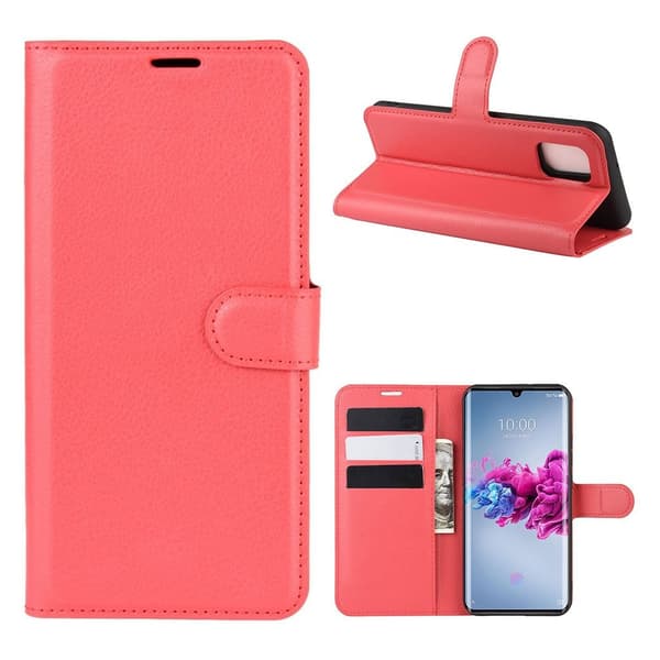 Alpha ZTE Axon 11 flip etui i lær - Rød Red