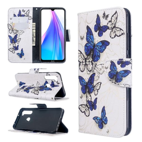 Wonderland Xiaomi Redmi Note 8T flip kuoret - Sininen Perhosia Multicolor