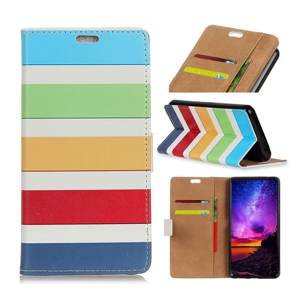 Sony Xperia 10 mønster læder etui - Farvet Striber Multicolor