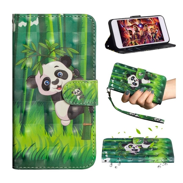 Huawei Y6 2019 patterned leather case - Panda Multicolor