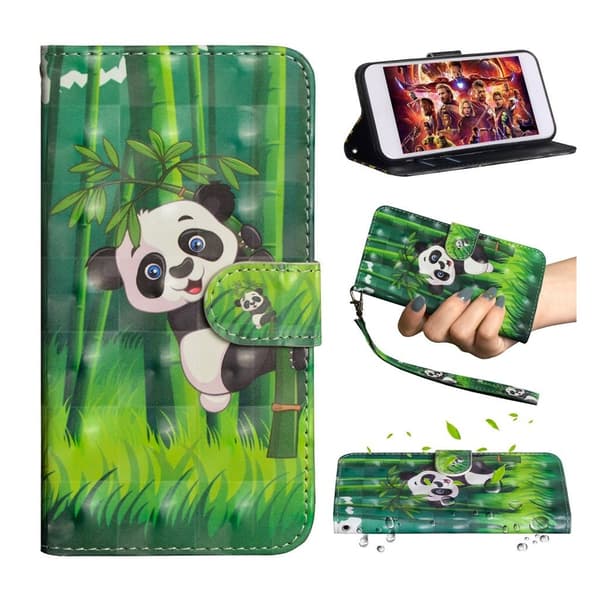 Huawei Y6 2019 Skinnetui Med Mønster - Panda Multicolor