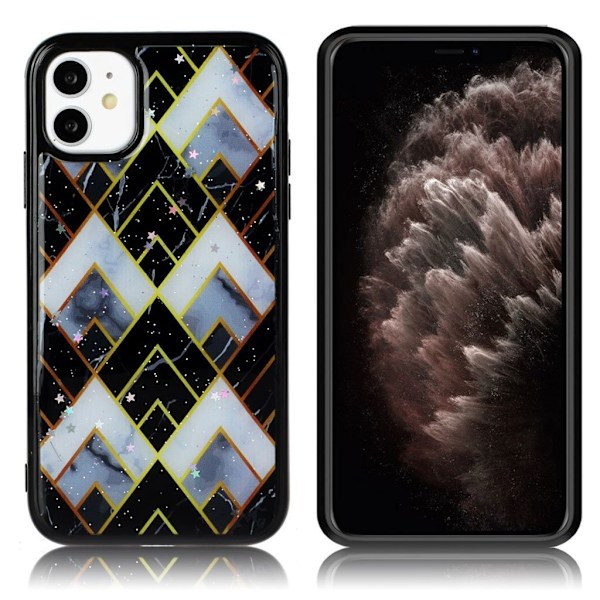 Marble iPhone 11 Pro kuoret - Hämmentävä sininen ja musta timantti Multicolor